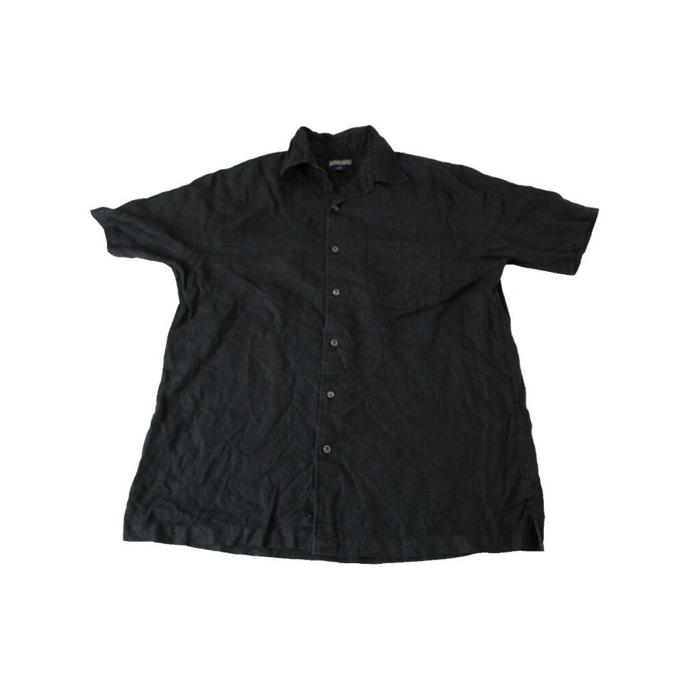 Lands’ End Men’s Black Short Sleeve Button-Up Shirt Size‎ M (15–15½) 100% Cotton